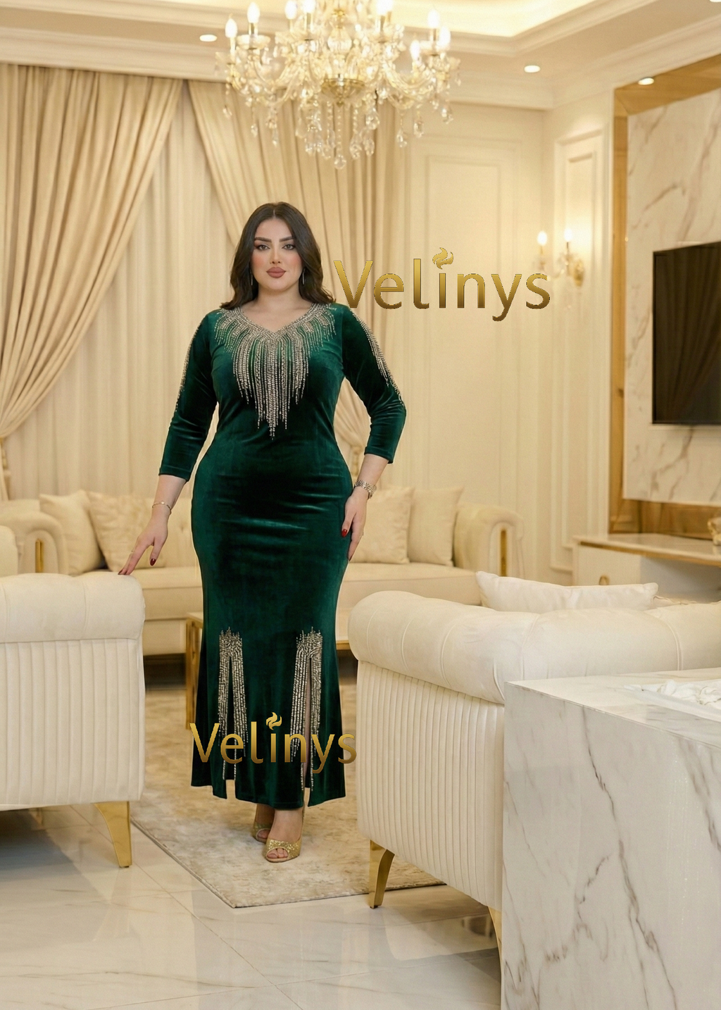 فستان سلطانة طرز فضي