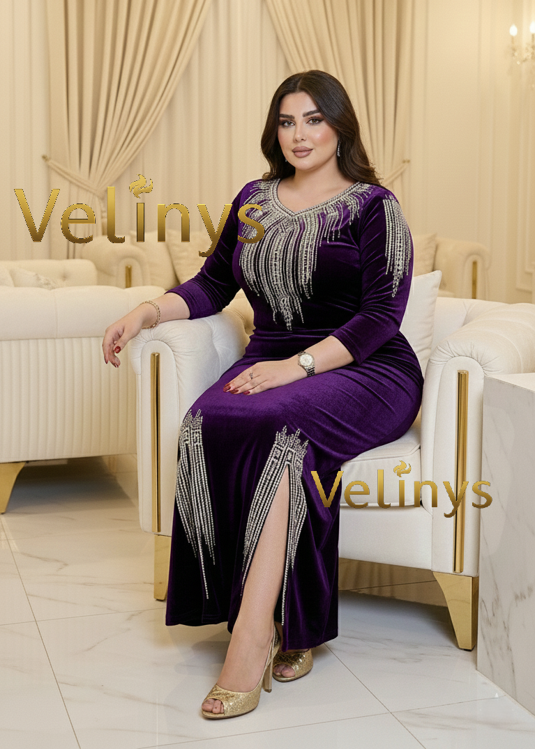 فستان سلطانة طرز فضي